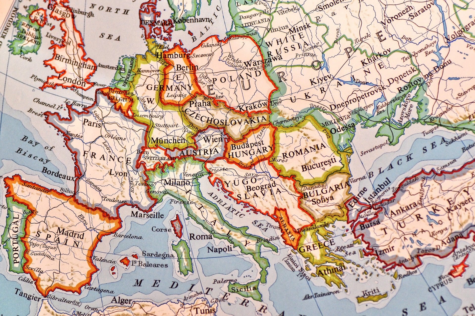 Gammelt kart over Europa