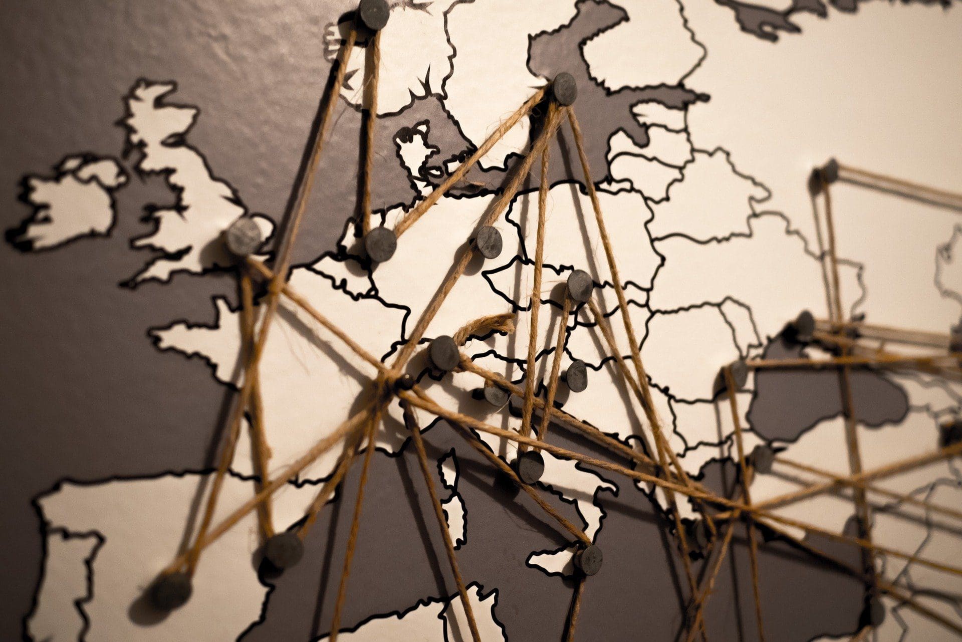 Europakarta med nätverk