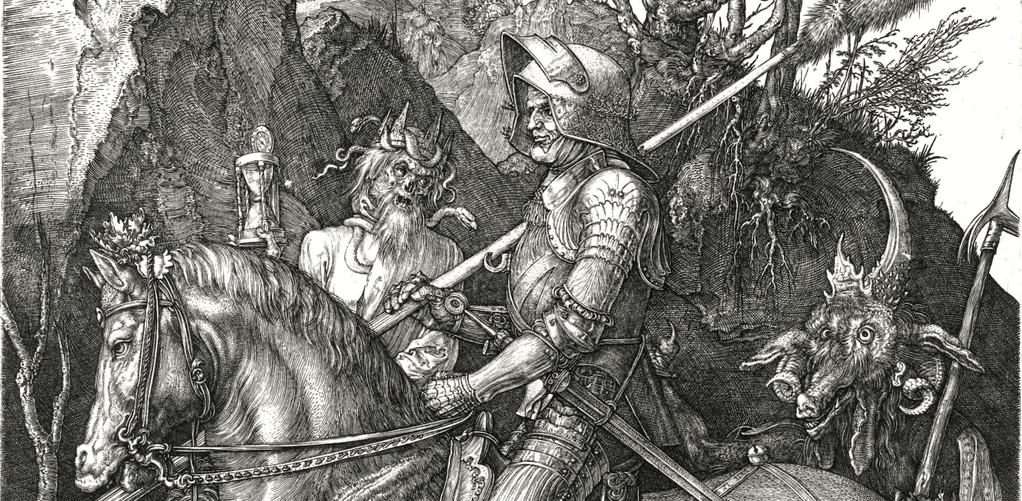 Részlet Albrecht Dürer Lovag, a halál és az ördög című művéből