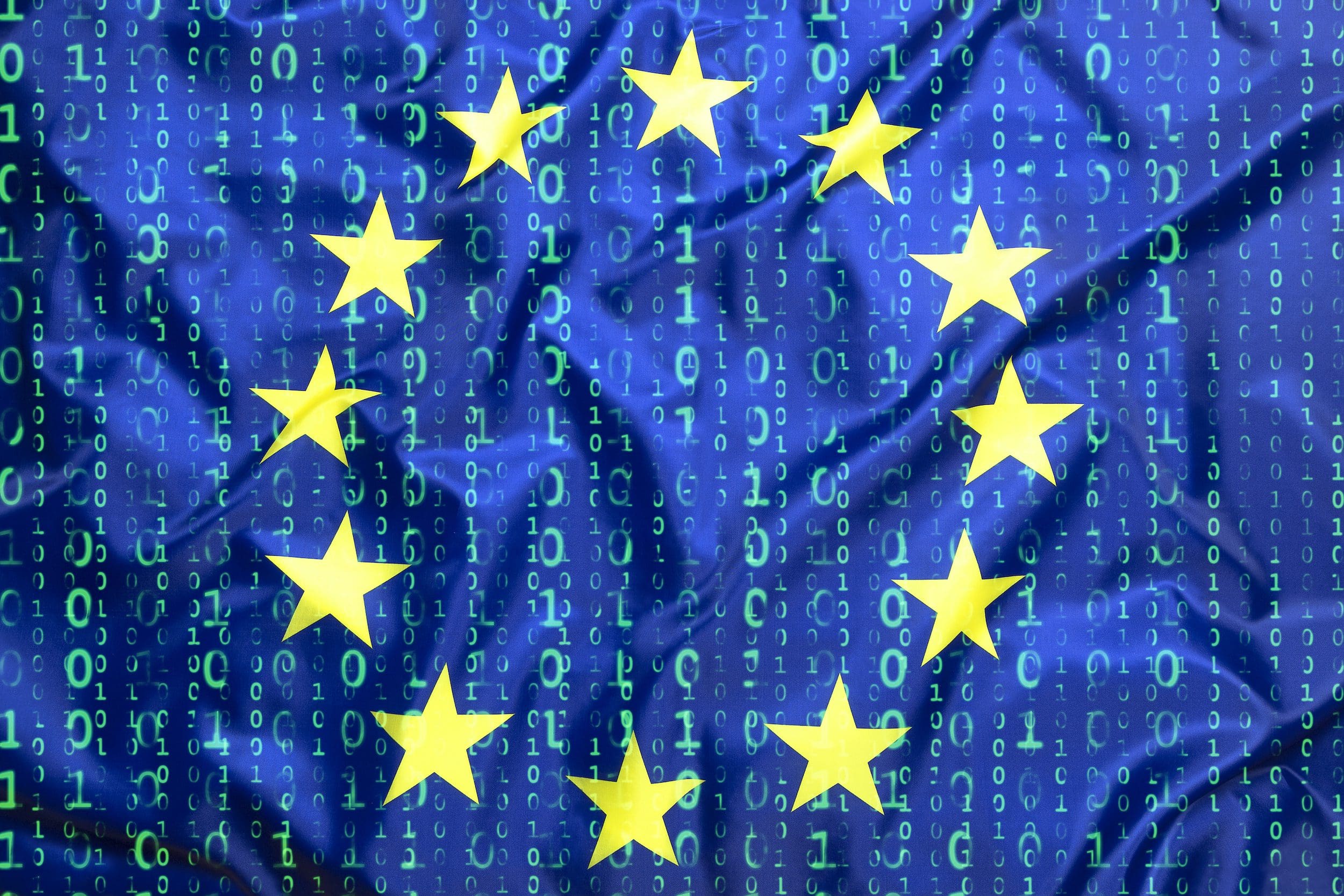 Binärer Code mit Europaflagge