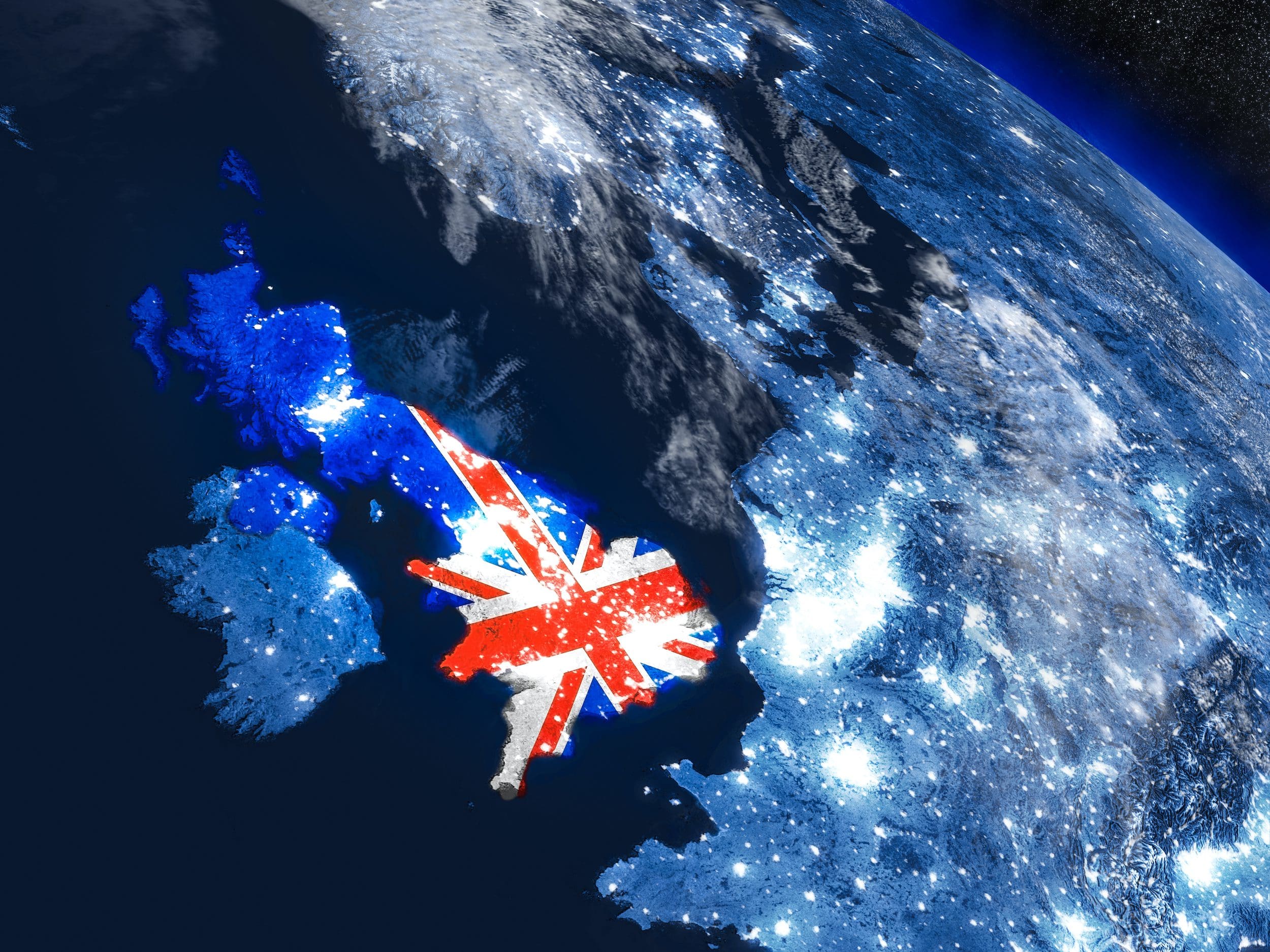 Vereinigtes Königreich aus dem Weltraum betrachtet